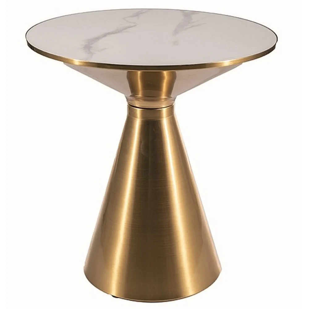 Mese - Masuta ARIES - 50x53 cm, alb lucios/auriu, ceramica/metal