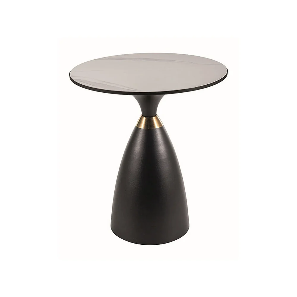 Mese - Masuta GEMINI - 50x56 cm, alb lucios/negru mat, ceramica/metal