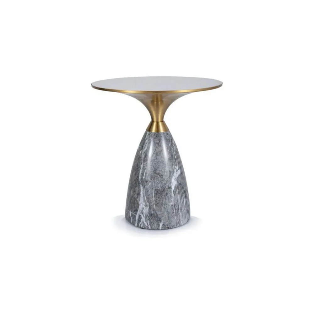Mese - Masuta LEO - 50x50x54 cm, alb/gri cu efect de marmura/auriu