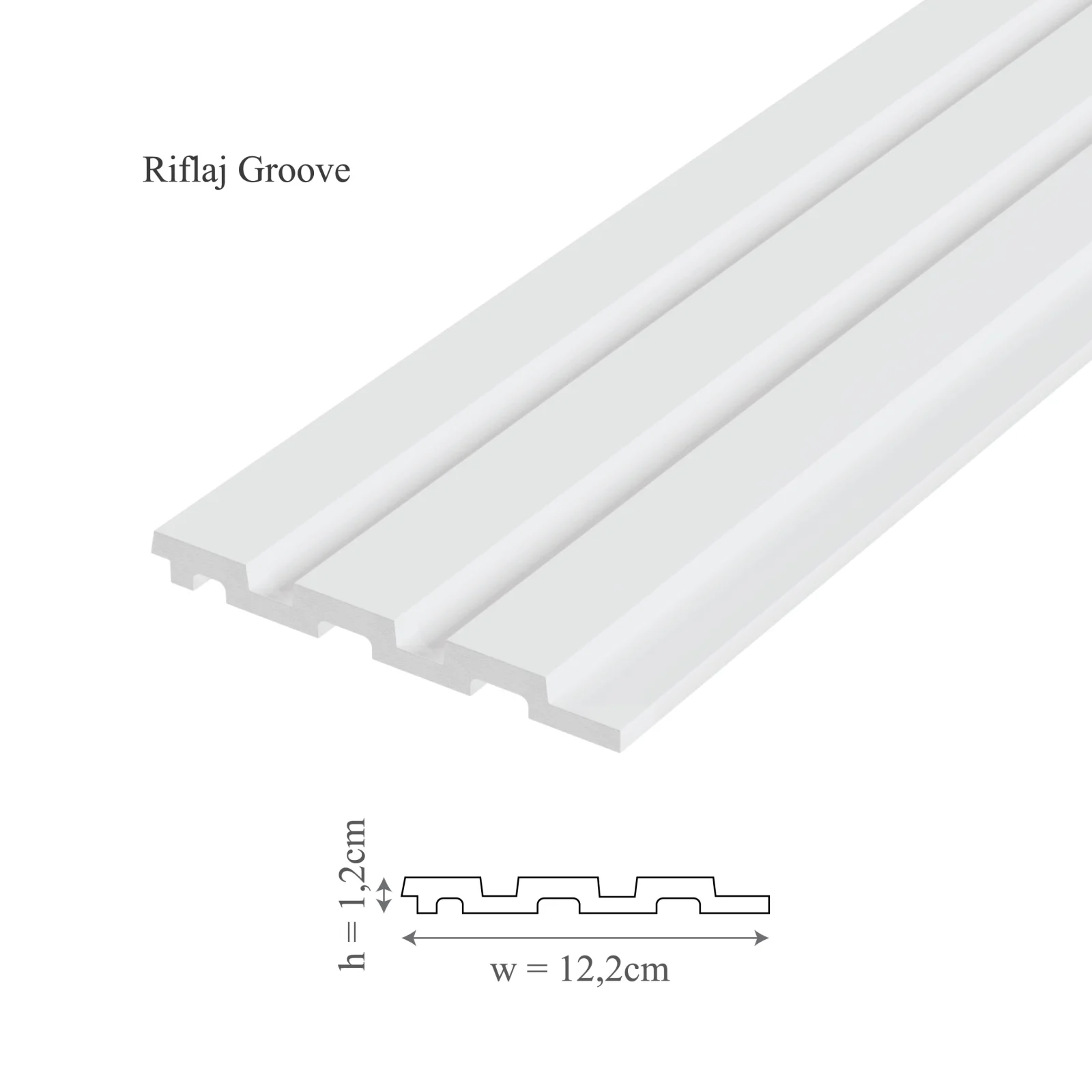 Riflaje decorative Polimer Rigid - Panou decorativ 3D, model Groove - 12.2x1.2x250 cm