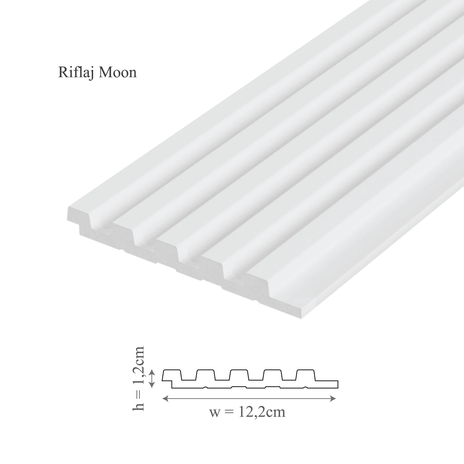 Riflaje decorative Polimer Rigid - Panou decorativ 3D, model Moon - 12.2x1.2x270 cm