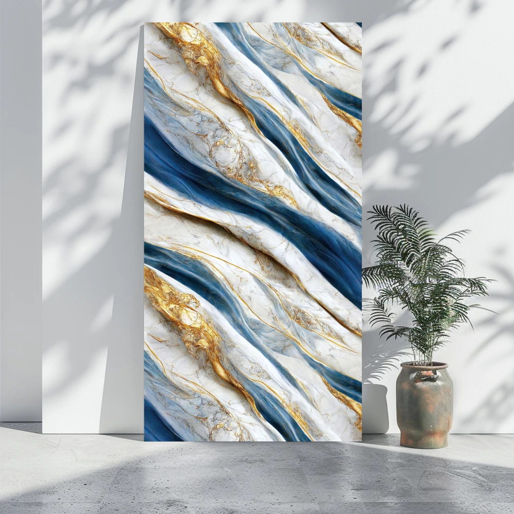 PROFILE DECORATIVE - Panou decorativ din PVC, model marmura, albastru-auriu
