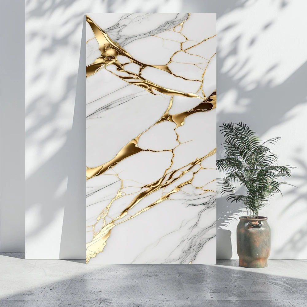 Panou Decorativ PVC - Panou decorativ din PVC, model marmura, auriu