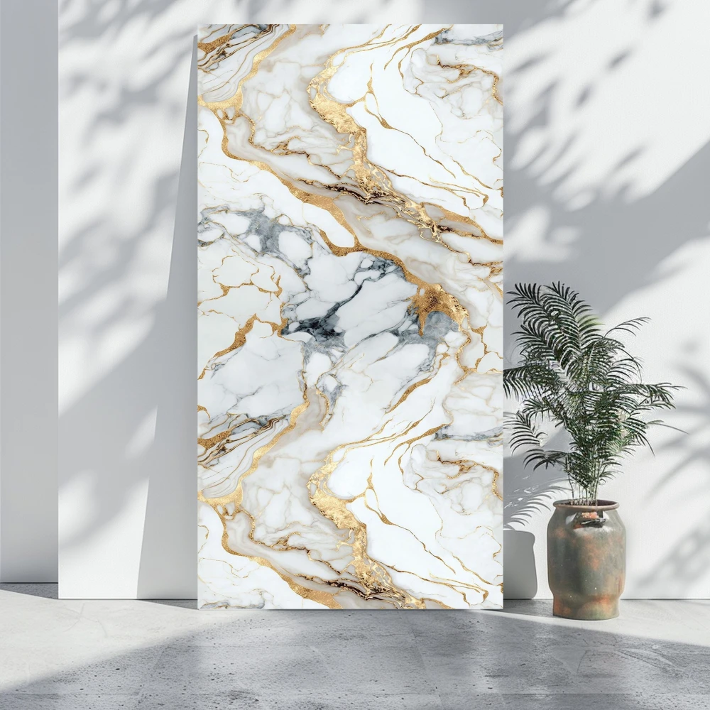 Panou Decorativ PVC - Panou decorativ din PVC, model marmura, gri-auriu