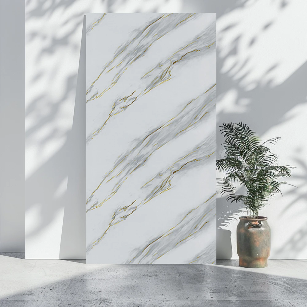 Panou Decorativ PVC - Panou decorativ din PVC, stil marmura, gri-alb, 1220mm x 2800 mm