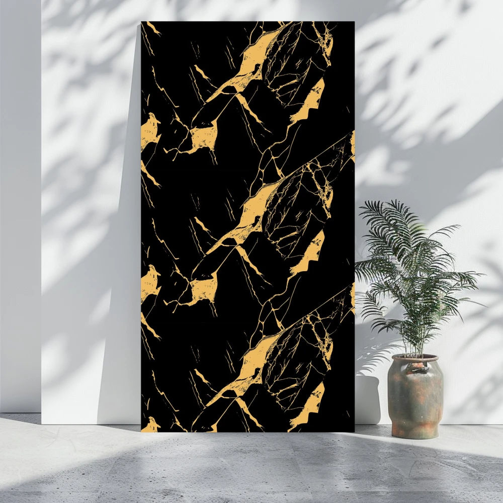 Panou Decorativ PVC - Panou decorativ din PVC, stil marmura, negru-auriu, 1220mm x 2800 mm