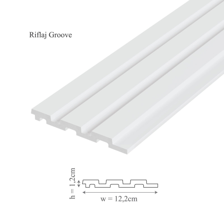Panou riflaj decorativ 3D din polimer rigid, model Groove - 12.2x1.2x250 cm [1]
