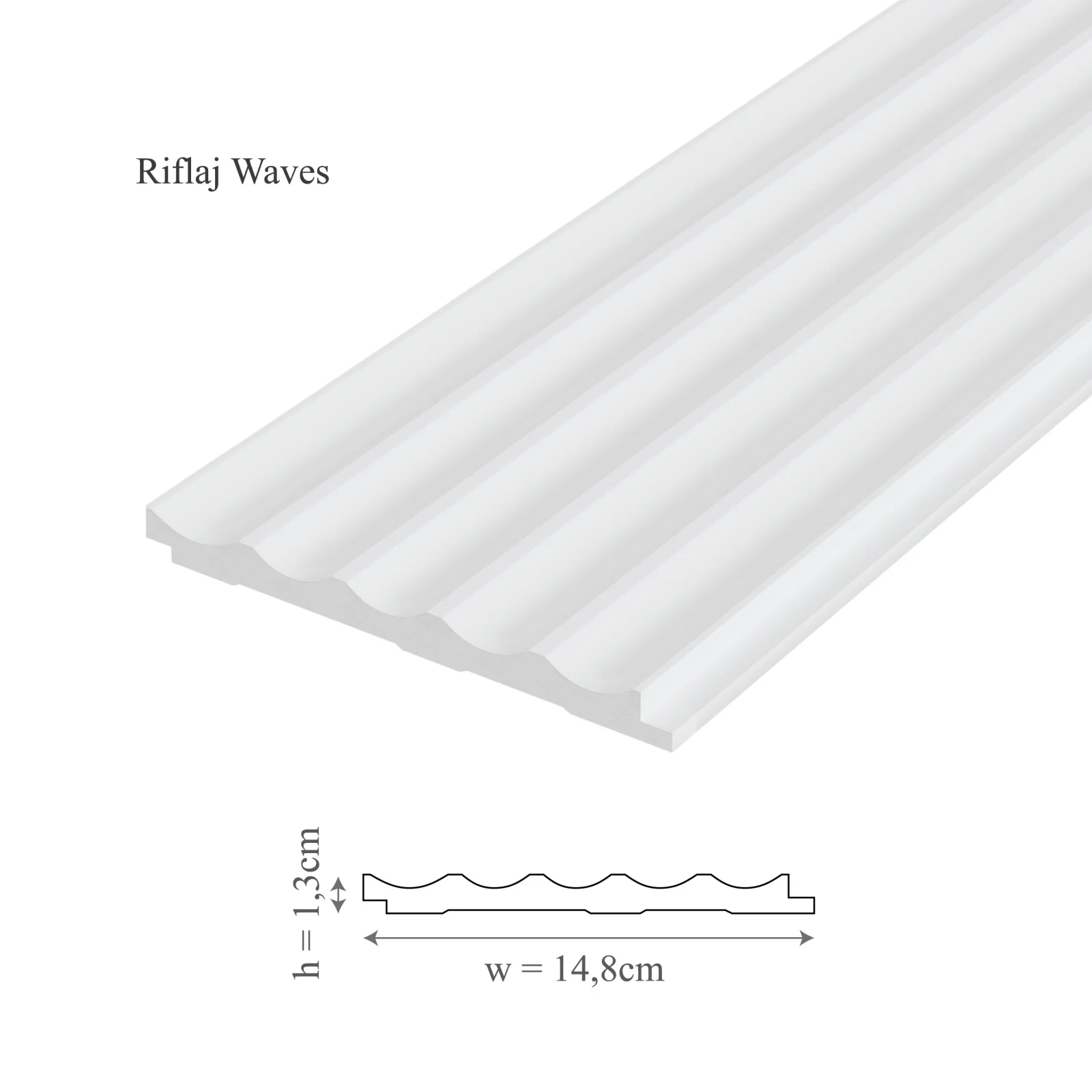 PROFILE DECORATIVE - Panou riflaj decorativ model Waves - 14.8x1.3x250 cm