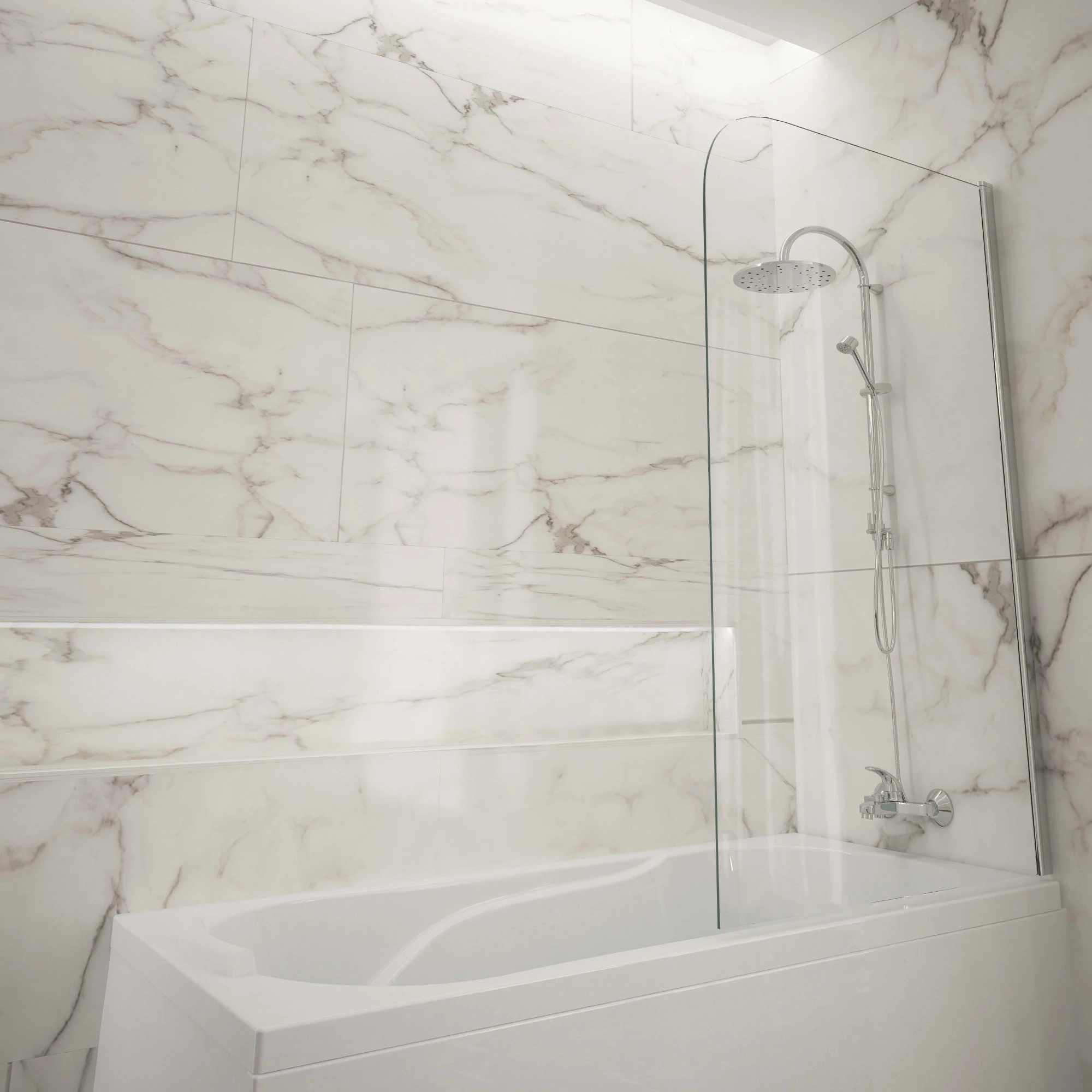 DOTARI BAIE - Paravan cada WST08 - PROFIL CROMAT, STICLA TRANSPARENTA