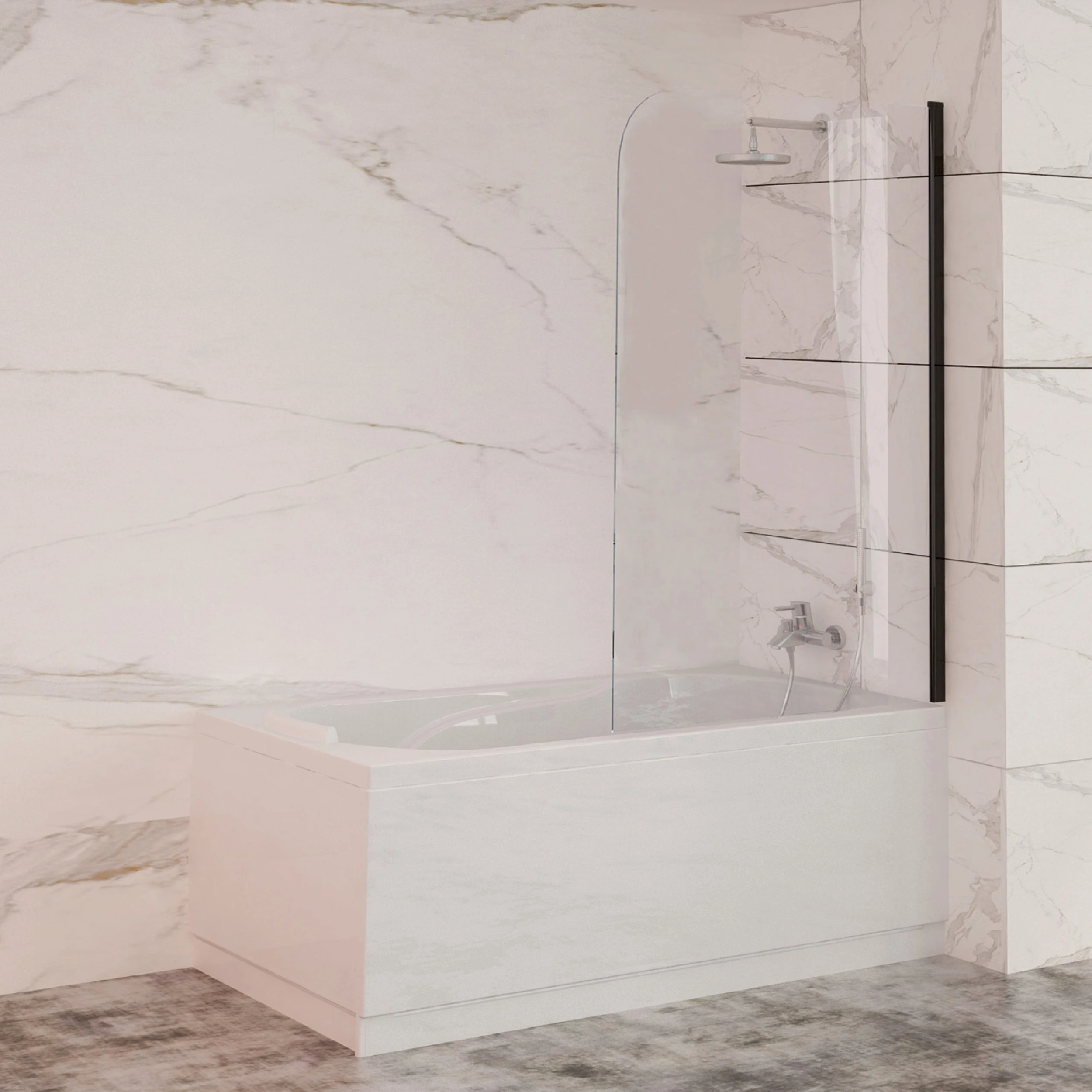 Paravane pentru cazi de baie - Paravan cada WST08 - PROFIL NEGRU, STICLA TRANSPARENTA