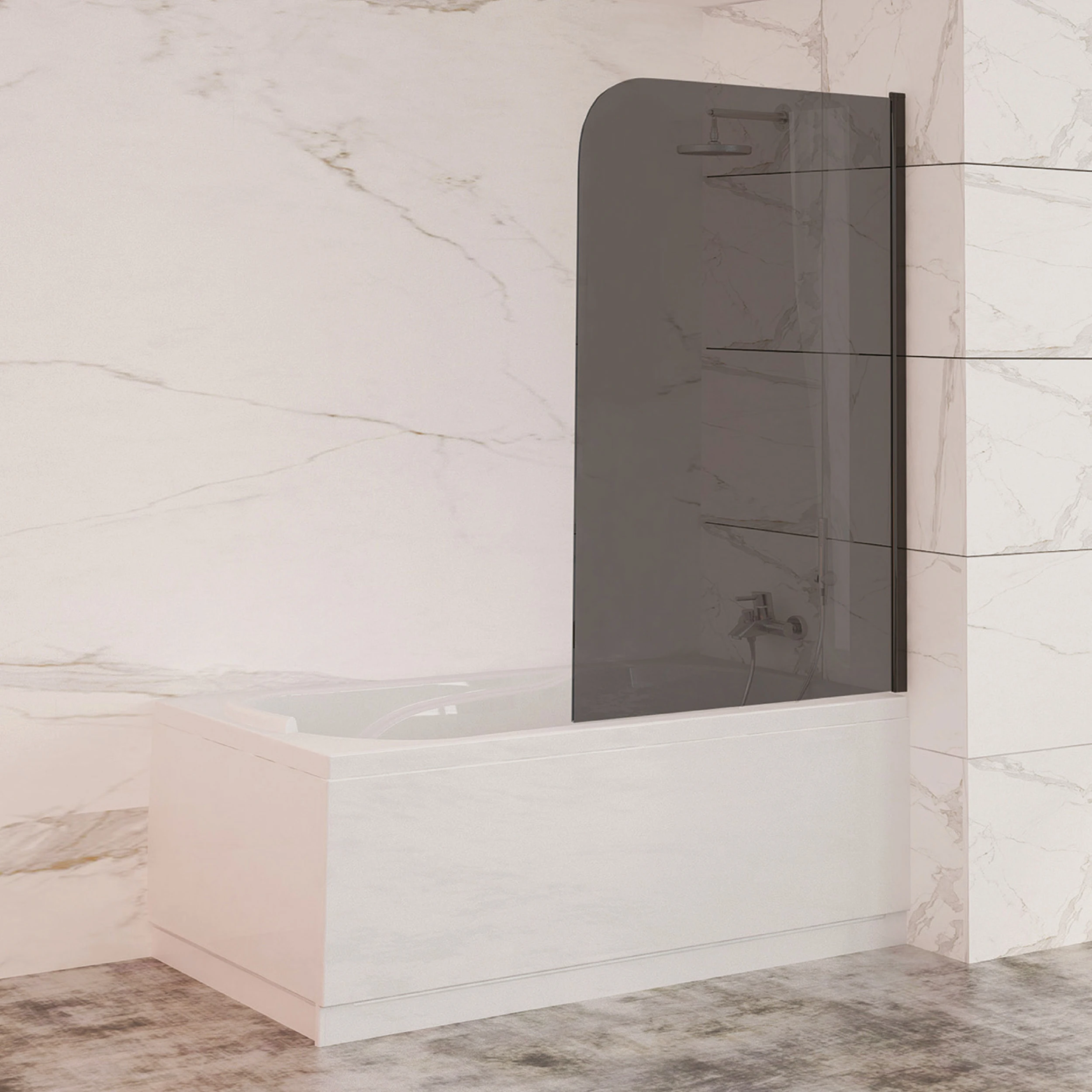 Paravane pentru cazi de baie - Paravan cada WST08 - PROFIL NEGRU, STICLA FUMURIE