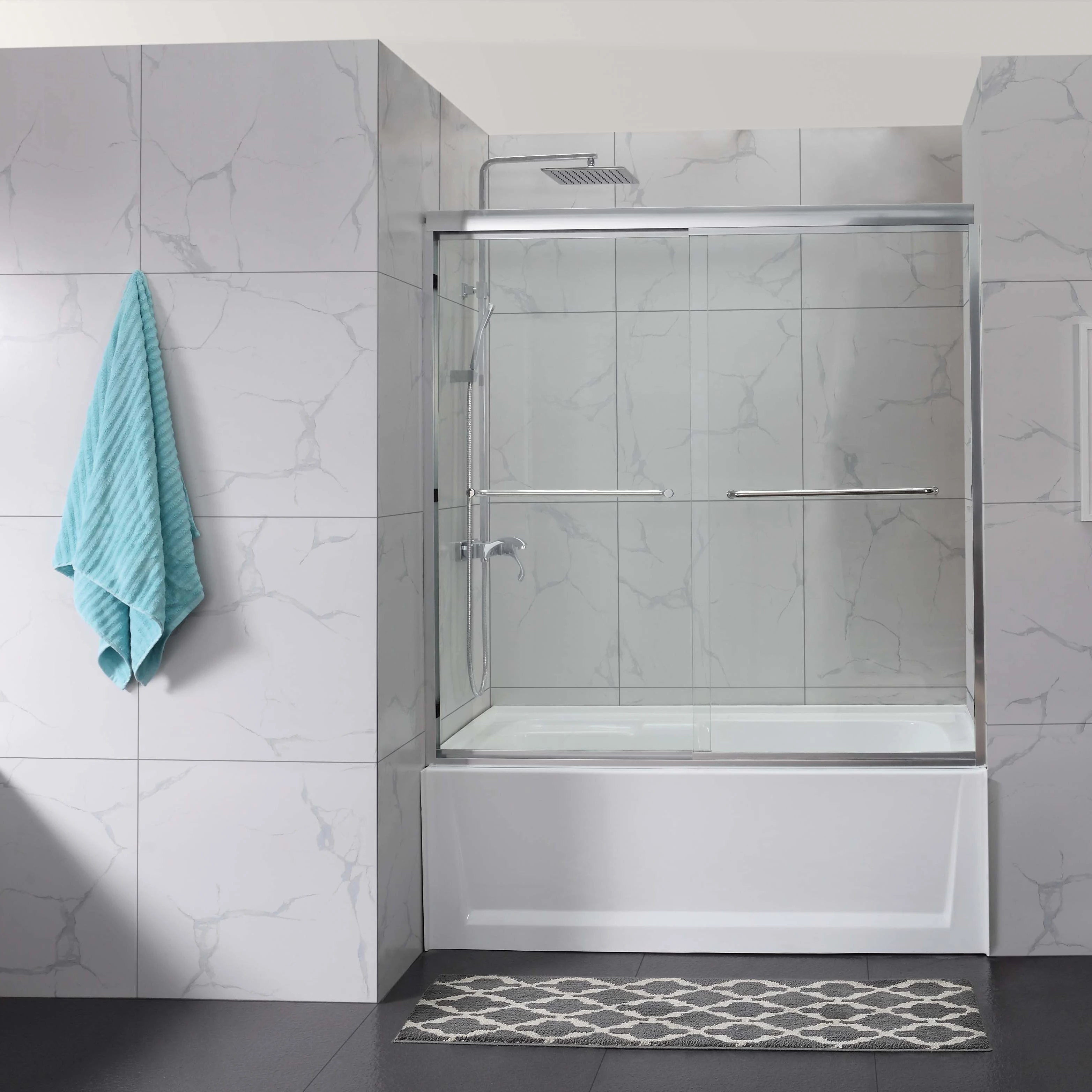 SPA uri exterior - Paravan cada WST11 - PROFIL SILVER, STICLA TRANSPARENTA