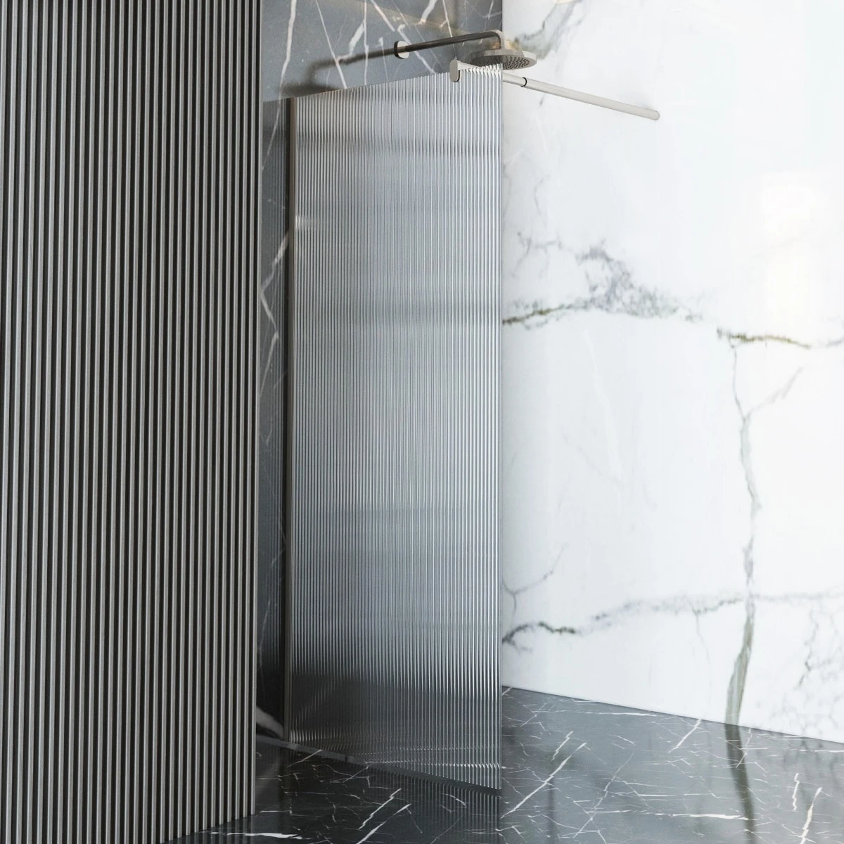 DOTARI BAIE - Perete dus tip WALK IN WST14, STICLA RIFLATA - PROFIL INOX