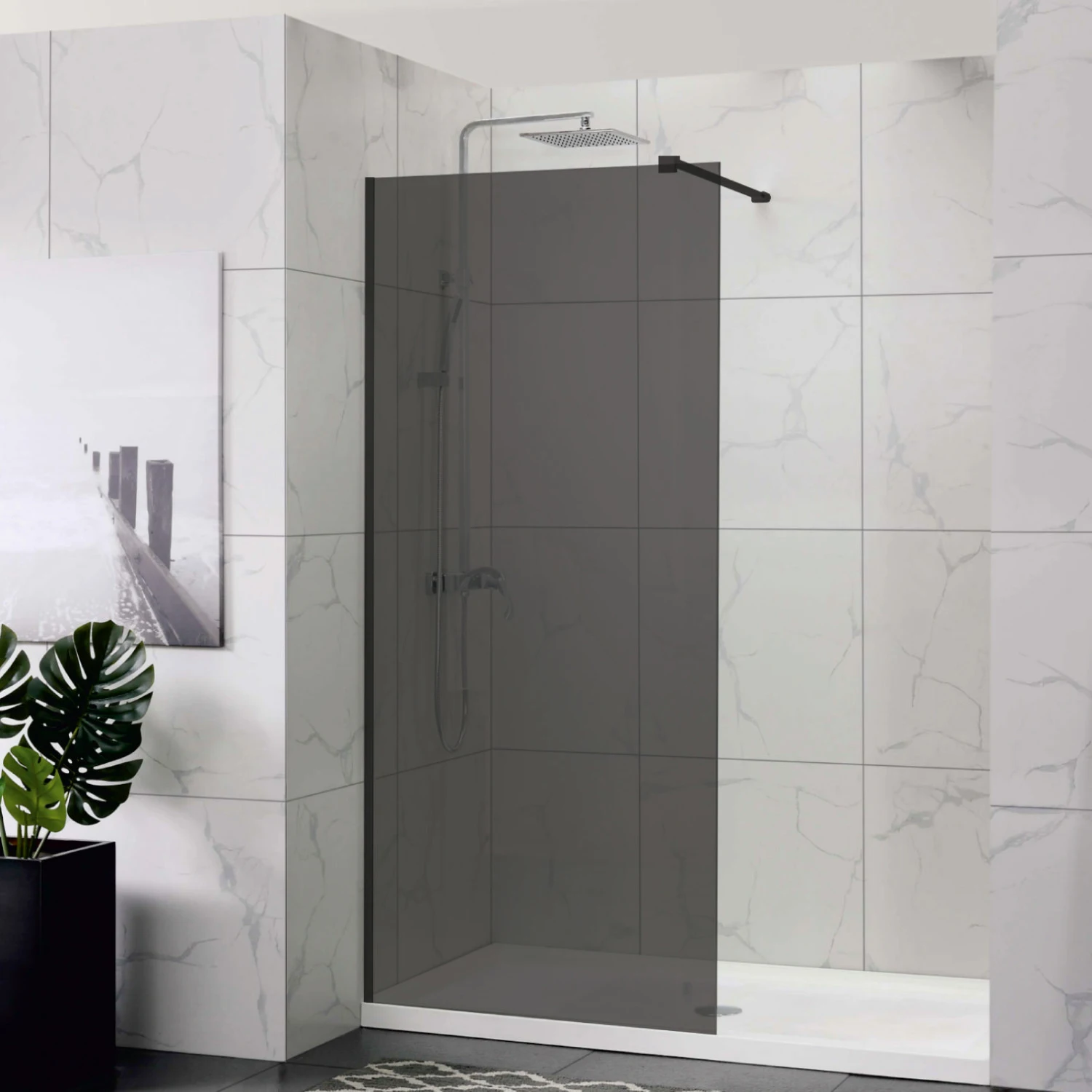 Cabine Walk In - Perete dus WALK IN - WST 07 STICLA FUMURIE, PROFIL NEGRU