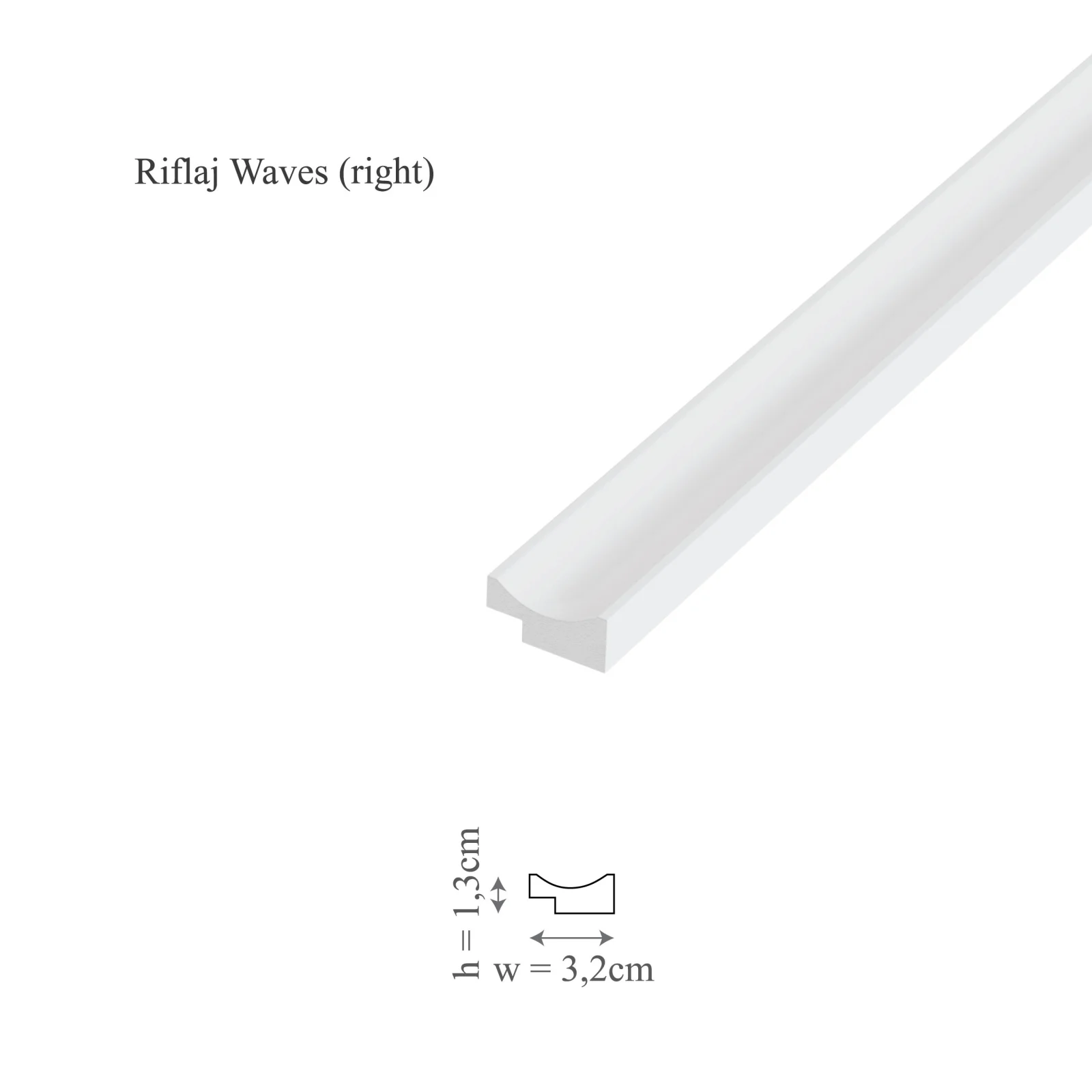 PROFILE DECORATIVE - Profil dreapta riflaj decorativ, Waves R, 3.2x1.3x250 cm