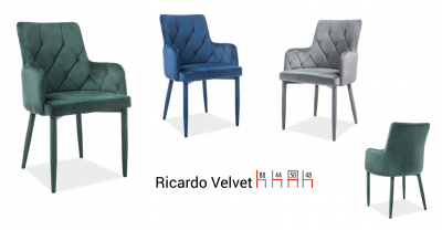 Scaun Ricardo Velvet Verde -  l50 x A44 x H88 cm [1]