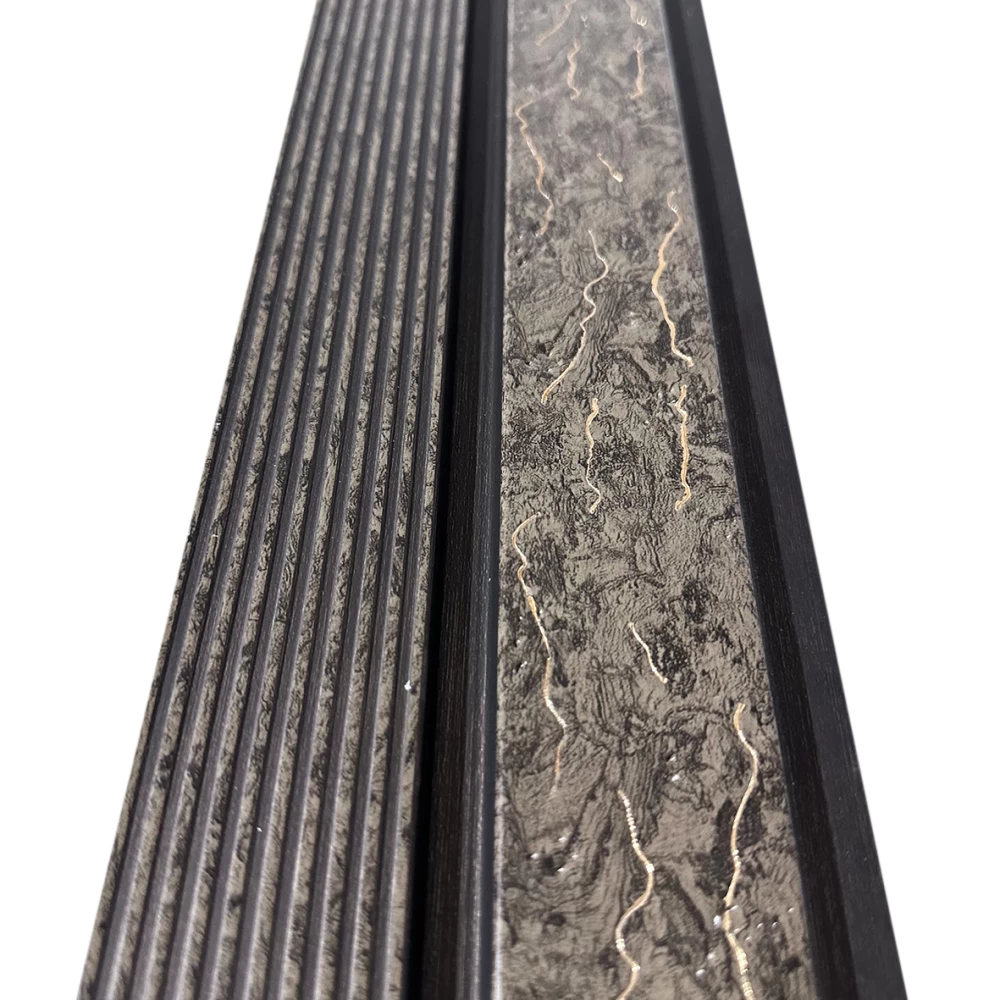 Riflaje decorative PVC - Riflaj decorativ elegant, gri cu negru, 2900 mm × 120 mm × 12 mm