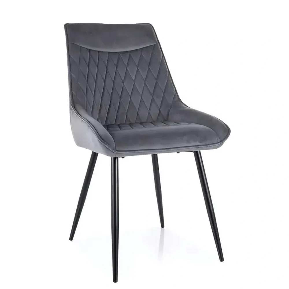 Scaune - Scaun AGAT – 51x44x88 cm, gri / negru, stofă catifelată Bluvel 14 / metal