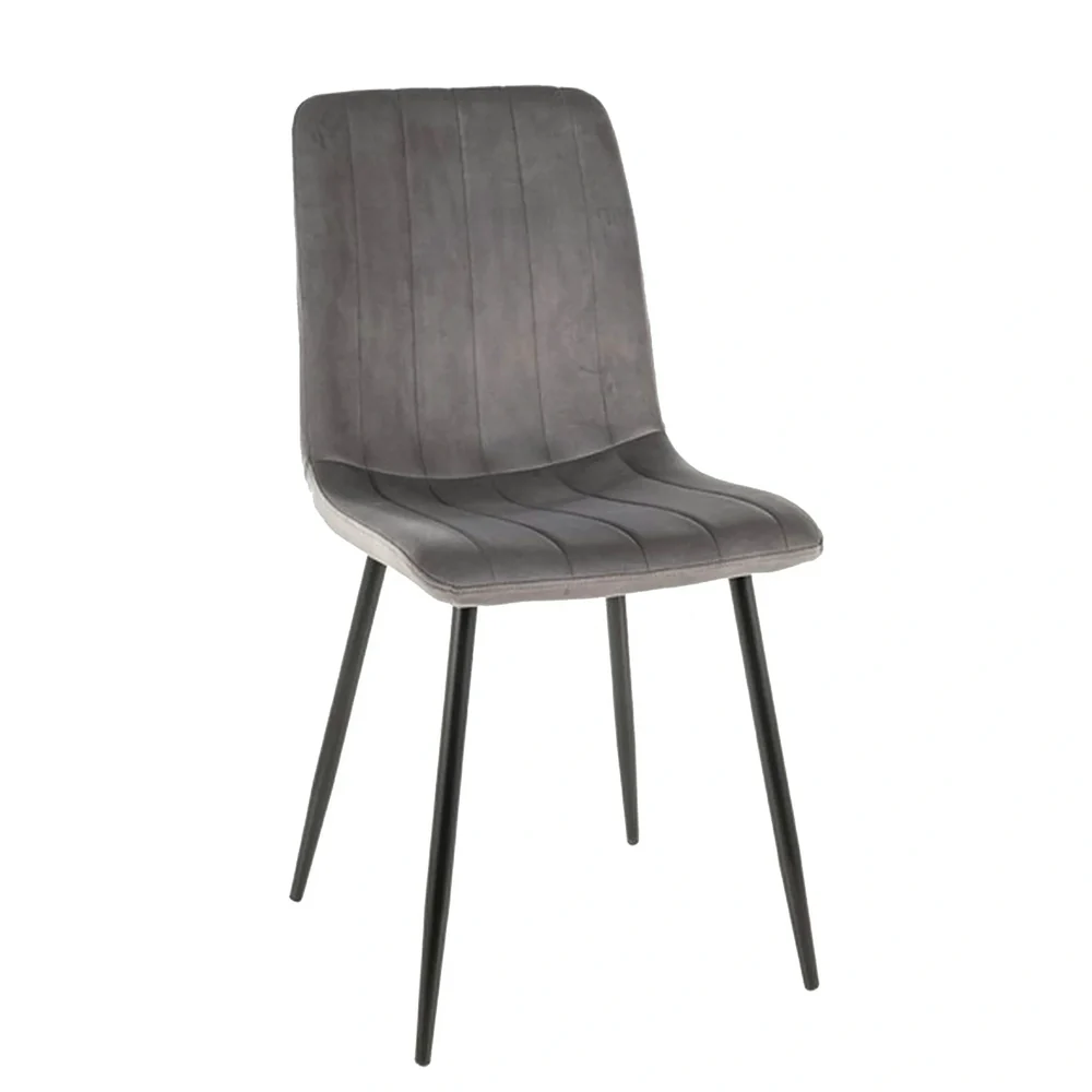 Scaune - Scaun ALAN VELVET – 45x39x91 cm, gri/ negru, stofă catifelată / metal