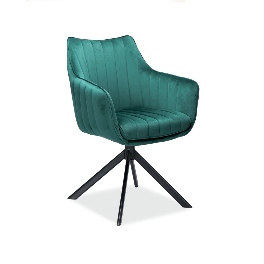 Scaune - Scaun AZALIA VELVET – 61x44x86 cm, verde / negru, stofă catifelată / metal