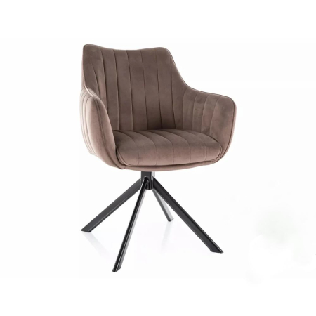 Scaune - Scaun AZALIA VELVET – 61x44x86 cm, cappuccino/negru, stofa catifelata/metal