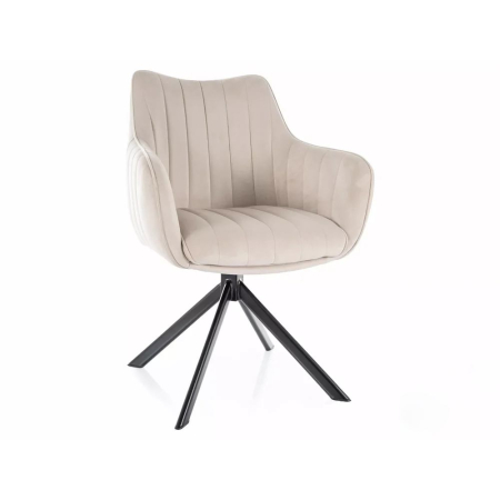 Scaune - Scaun AZALIA VELVET – 61x44x86 cm, bej deschis/negru, stofa catifelata/metal