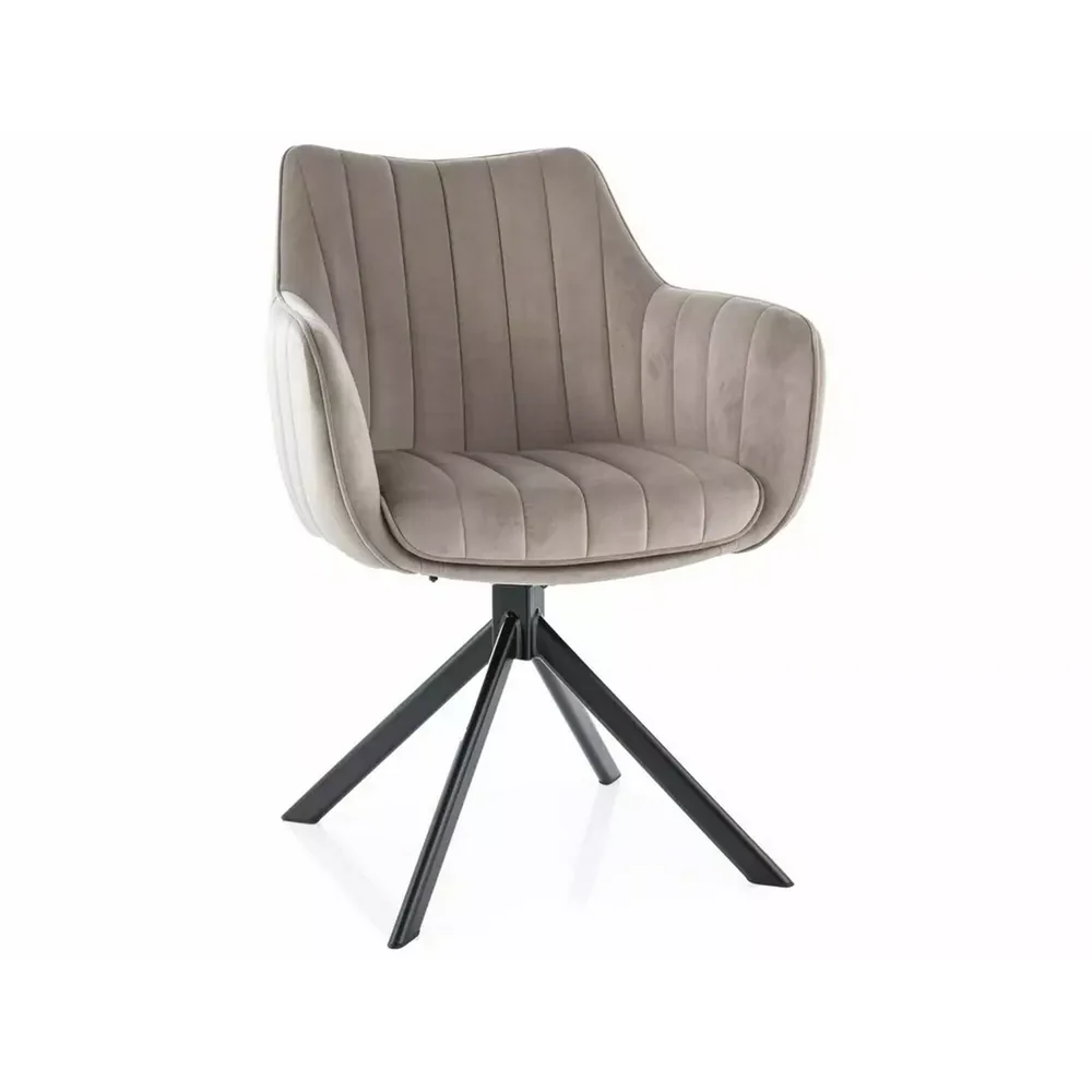 Scaune - Scaun AZALIA VELVET – 61x44x86 cm, bej inchis/negru, stofa catifelata/metal