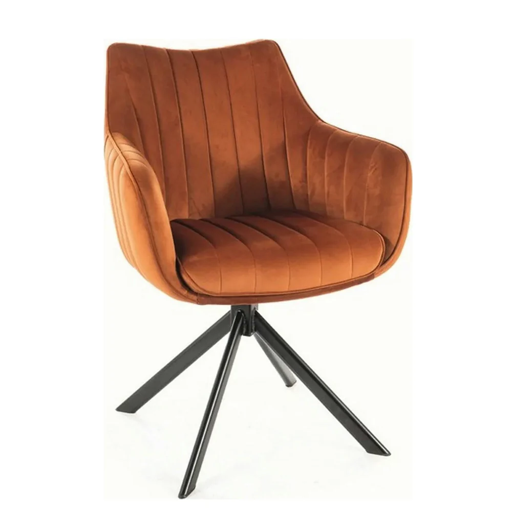Scaune - Scaun AZALIA VELVET – 61x44x86 cm, caramiziu/negru, stofa catifelata/metal