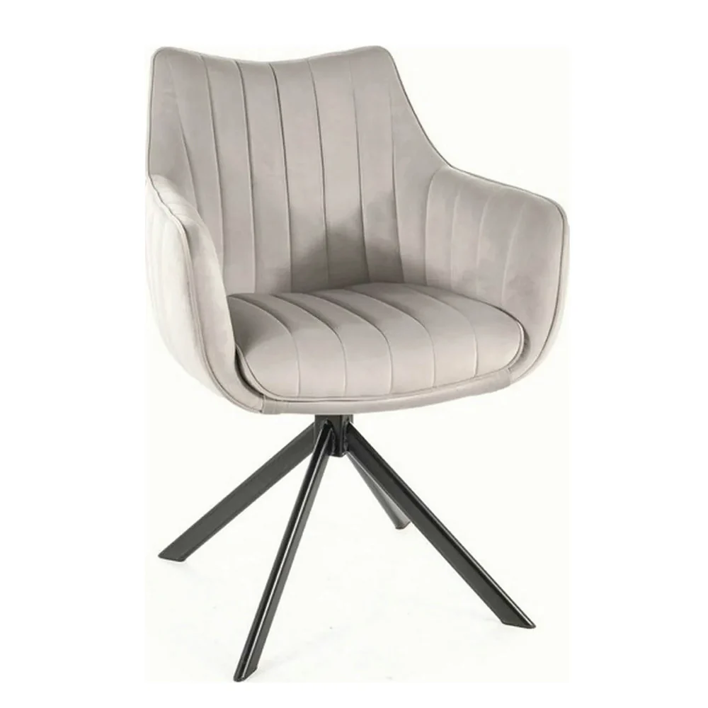 Scaune - Scaun AZALIA VELVET – 61x44x86 cm, gri deschis/negru/ metal