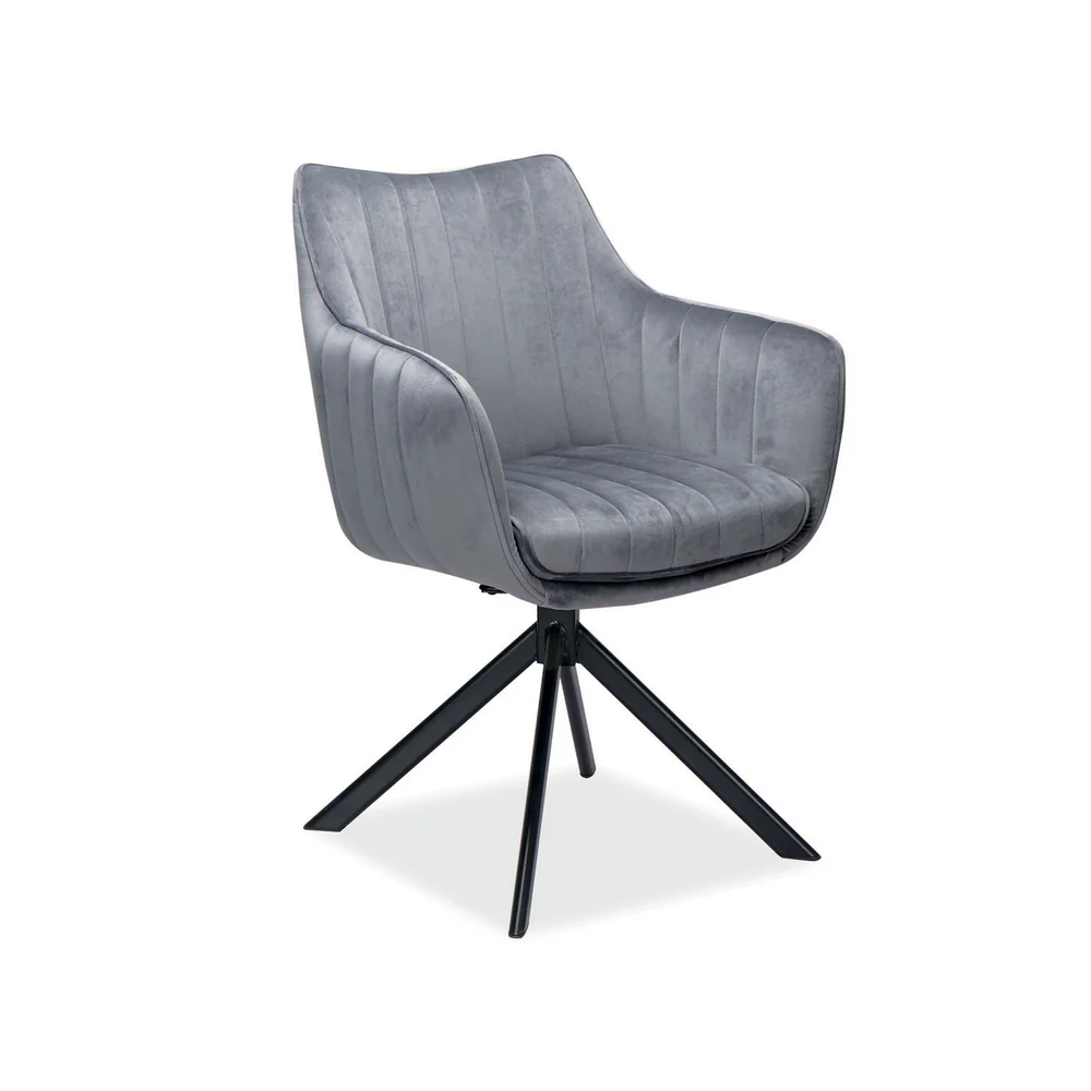 Scaune - Scaun AZALIA VELVET – 61x44x86 cm, gri inchis/negru/ metal