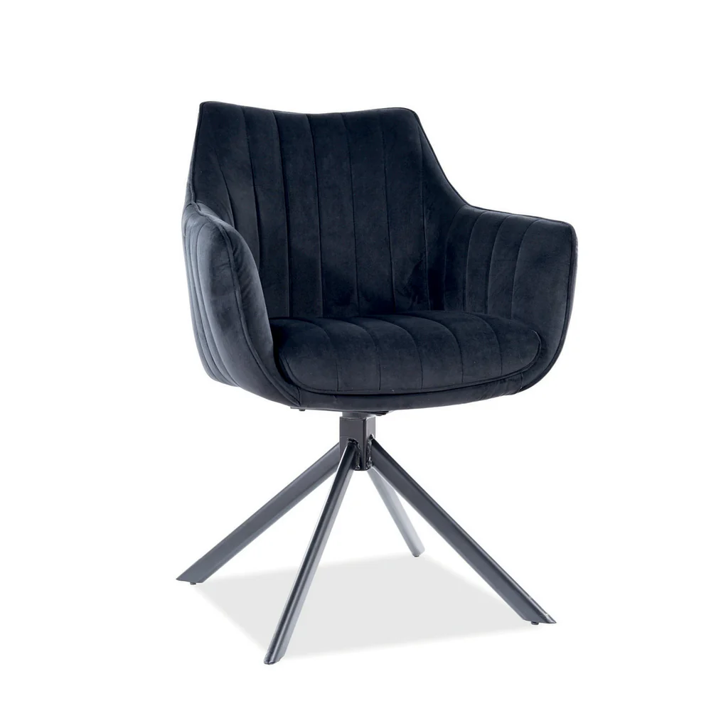 Scaune - Scaun living rotativ AZALIA – 61x44x86 cm, negru, stofă catifelată / metal