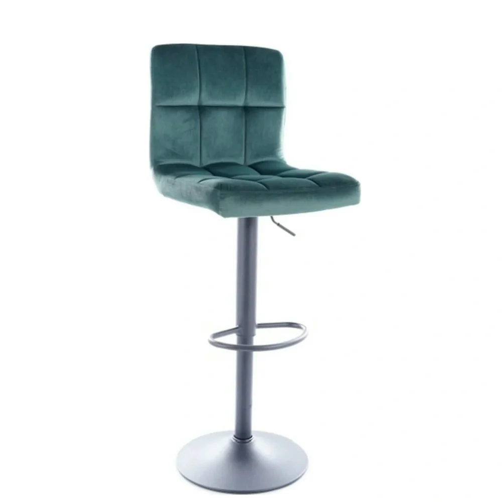 Scaune de bar - Scaun bar C105 – 42x39x96-117 cm, verde / negru, stofă catifelată / metal