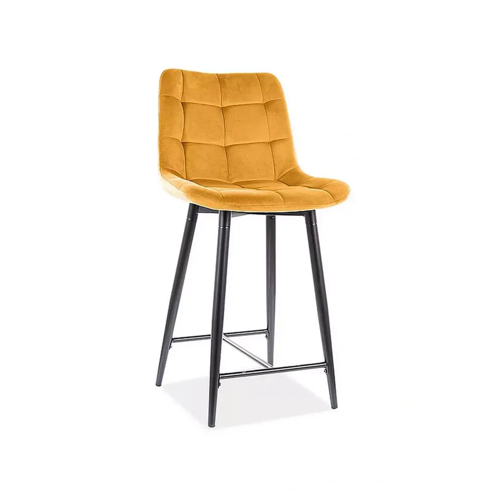 Scaune de bar - Scaun bar CHIC H-2 – 46x51x90 cm, galben / negru, stofă catifelată / metal