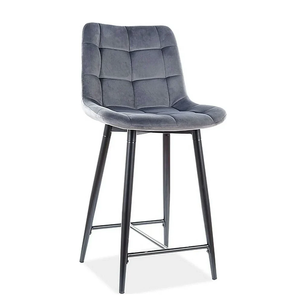 Scaune de bar - Scaun bar CHIC H-2 – 46x51x90 cm, gri / negru mat, stofă catifelată / metal