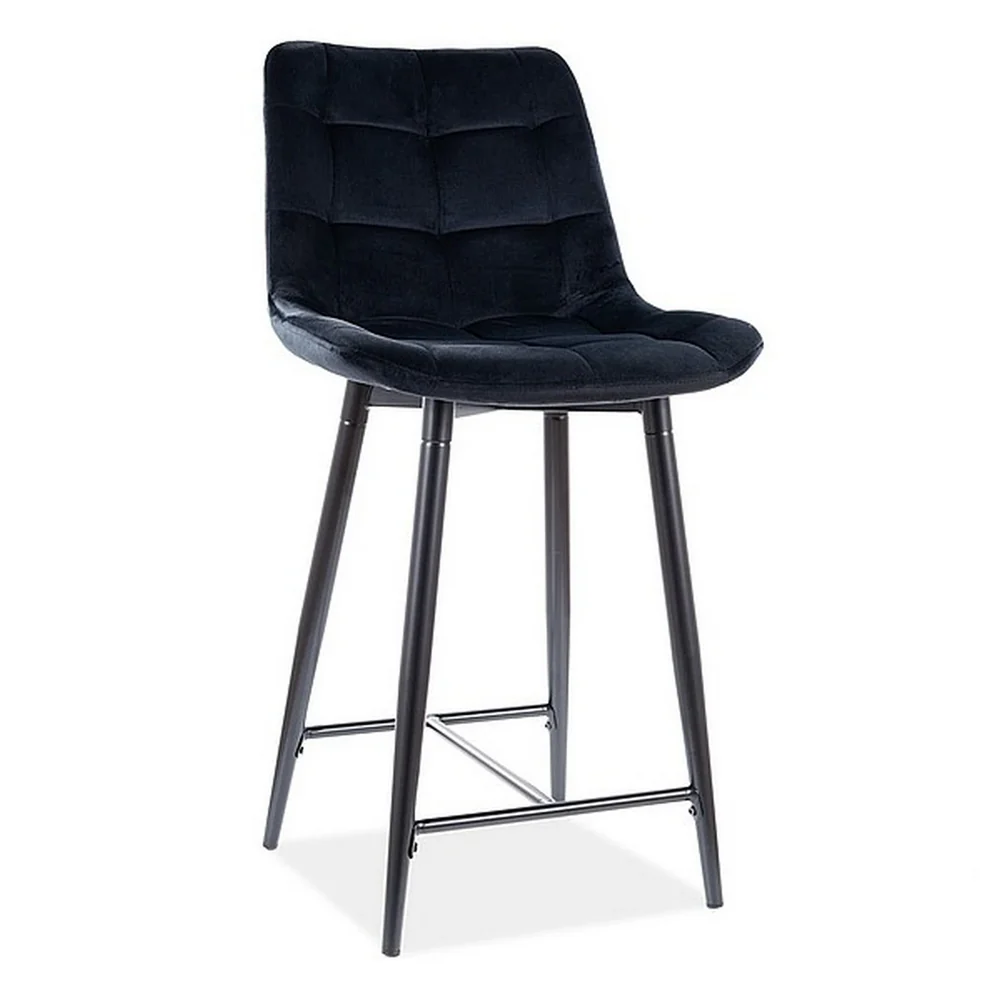 Scaune de bar - Scaun bar CHIC H-2 – 46x51x90 cm, verde / negru mat, stofă catifelată / metal