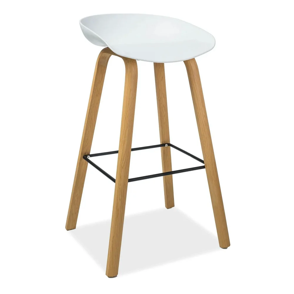 Scaune de bar - Scaun bar STING – 49x47x82 cm, alb / stejar, metal / plastic