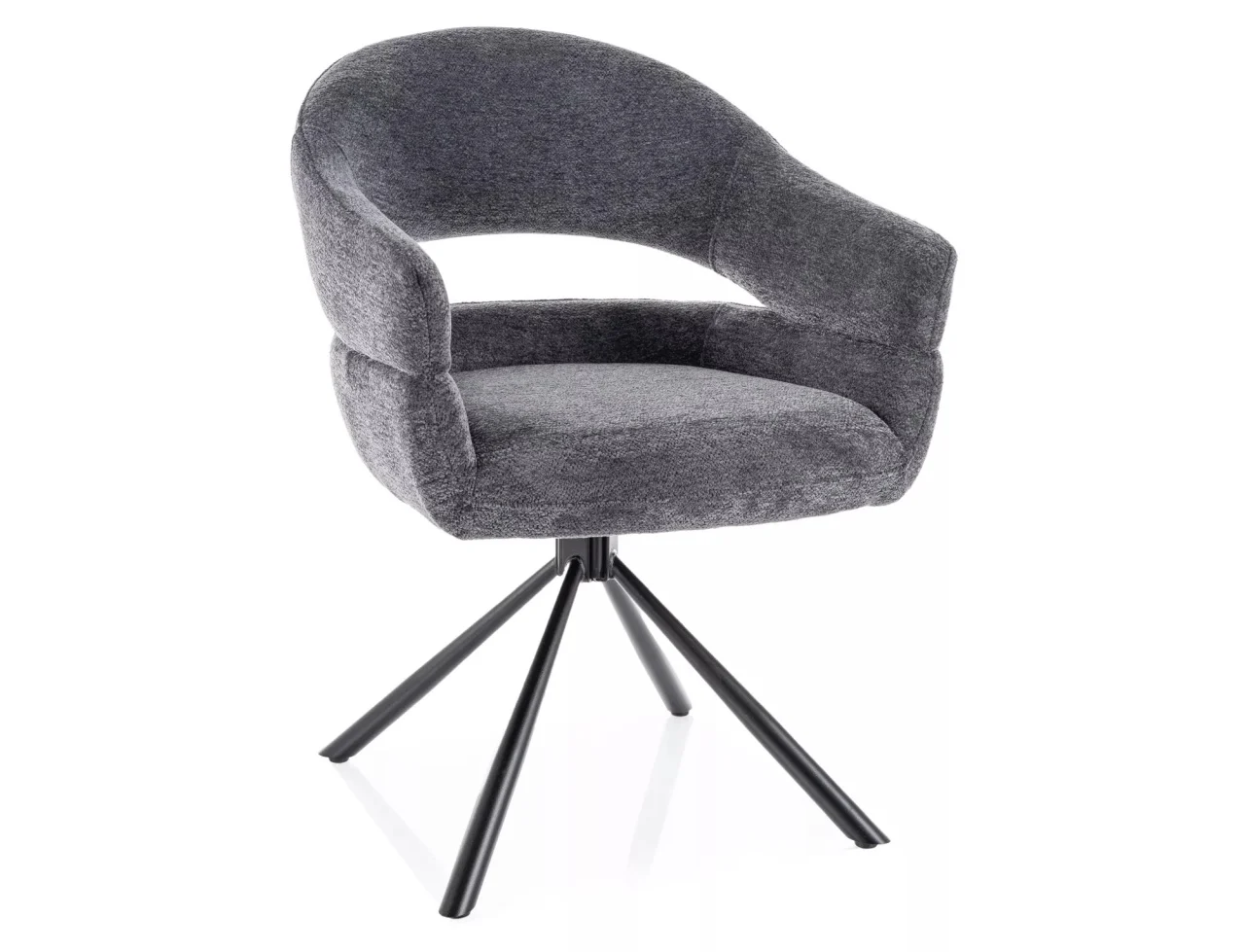MOBILA - Scaun BORGO – 53x60x86 cm, gri inchis / negru mat, stofă Raven