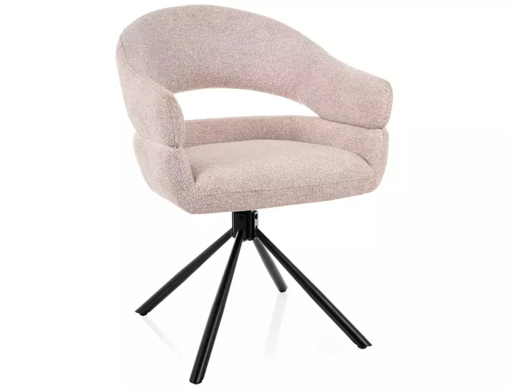 MOBILA - Scaun BORGO LEO – 45x58x87 cm, bej deschis / negru mat