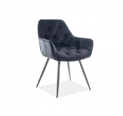 Scaune living - Scaun Cherry Velvet Negru – l44 x A45 x H83 cm