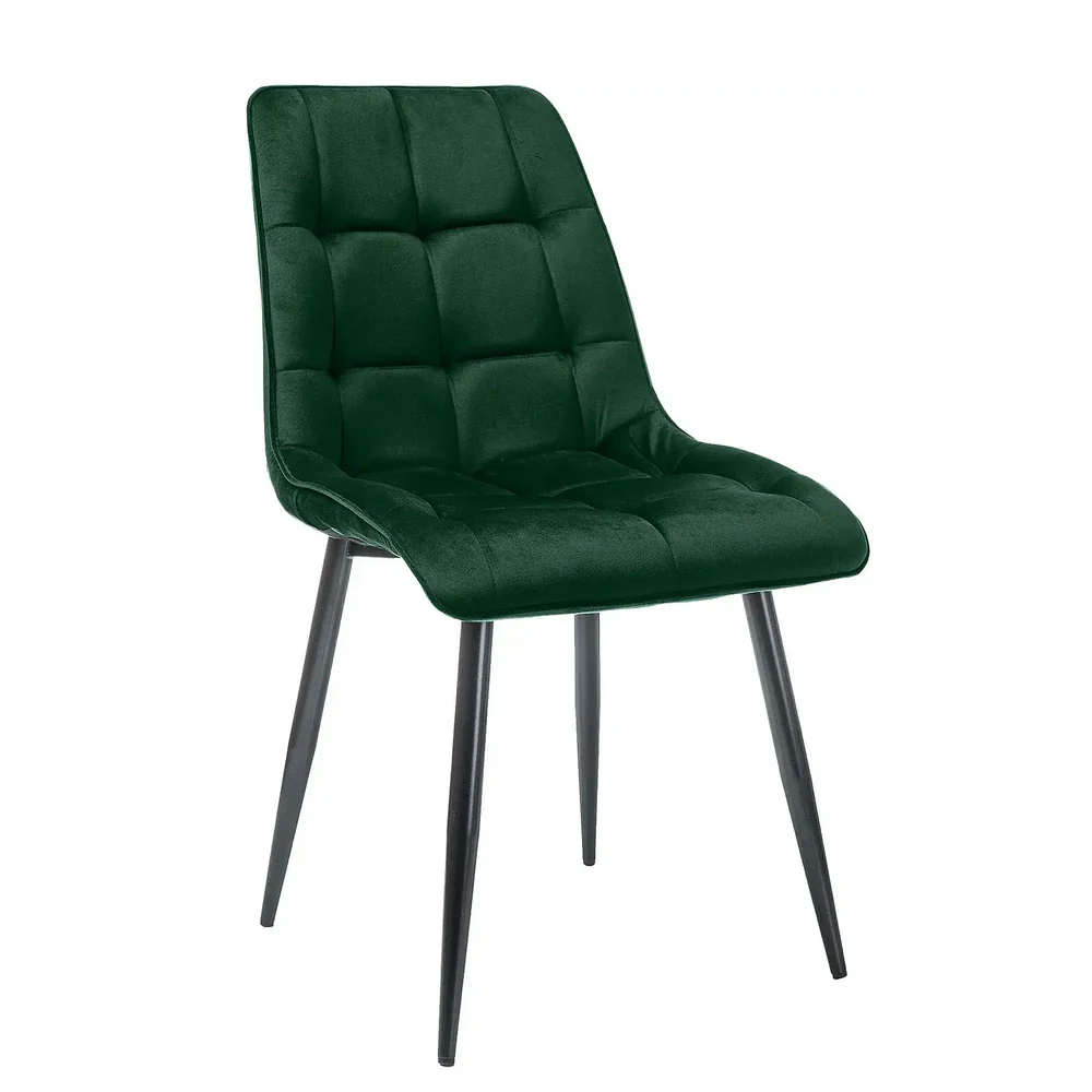 Scaune - Scaun CHIC – 50x58x88 cm, verde/ negru, stofă catifelată / metal