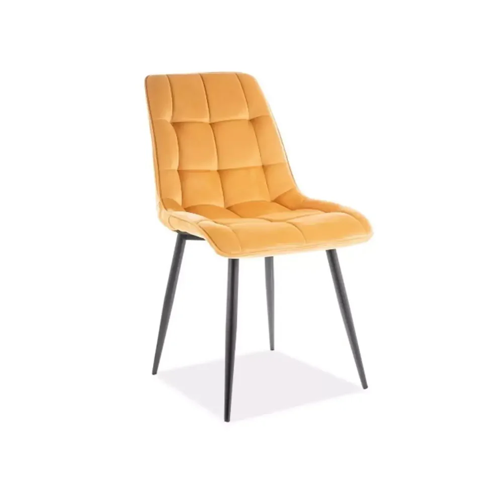 Scaune - Scaun CHIC – 50x58x88 cm, galben curry / negru, stofă catifelată / metal