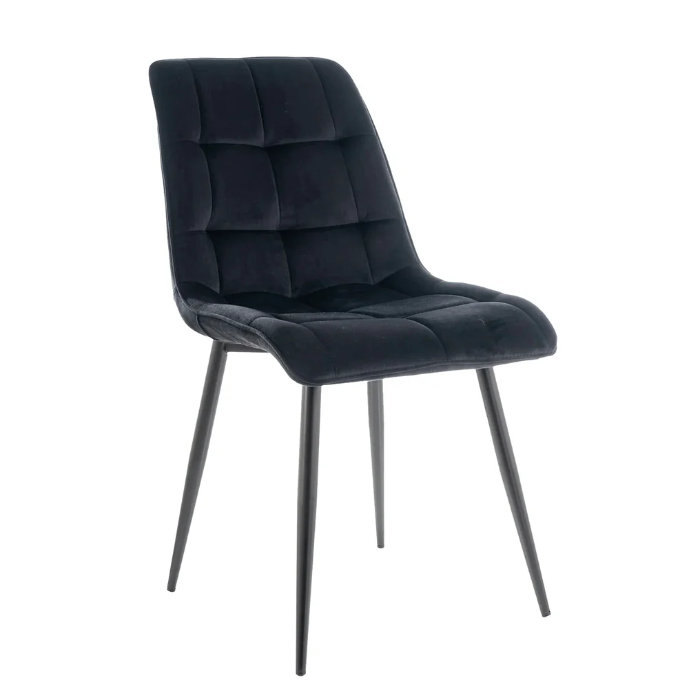 Scaune - Scaun CHIC – 50x58x88 cm, negru, stofă catifelată / metal