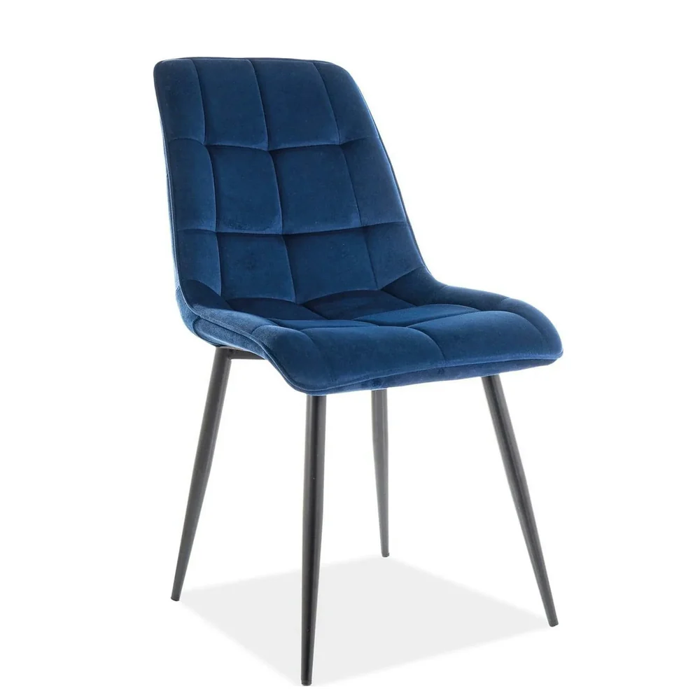 Scaune - Scaun CHIC – 50x58x88 cm, albastru/ negru, stofă catifelată / metal