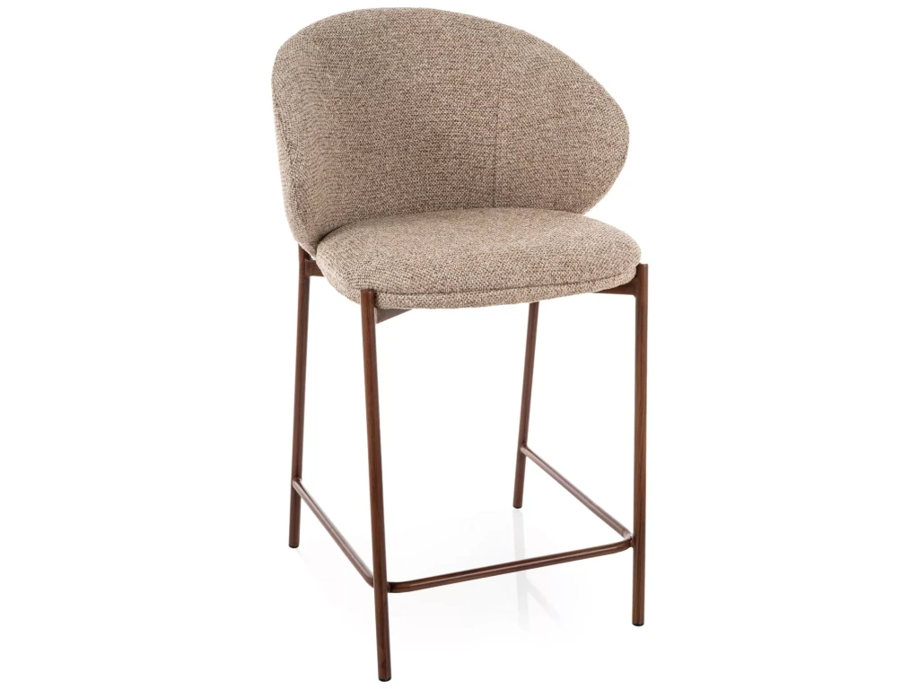 Scaune de bar - Scaun de bar KIOTO – 54x56x90 cm, nuc / bej, stofă / lemn