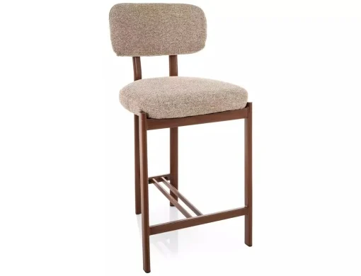 Scaune de bar - Scaun de bar MISAKI H-2 – 43x45x91 cm, bej 253 / nuc, stofă / metal
