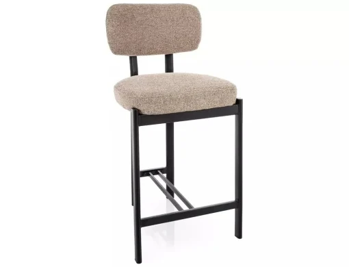Scaune de bar - Scaun de bar MISAKI H-2 – 43x45x91 cm, bej 253 / negru, stofă / metal