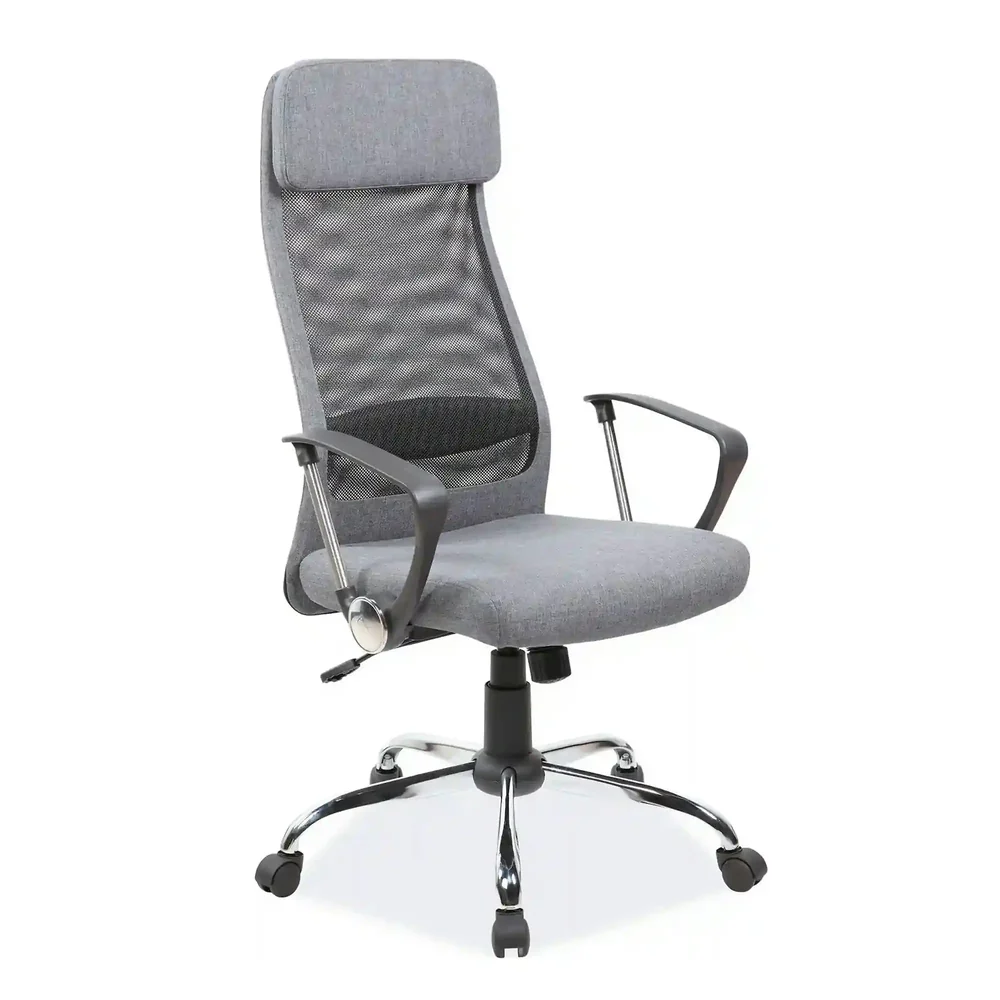 Canapele - Scaun de birou Q-345, gri, stofa mesh/metal/plastic, 62x49x118/128 cm