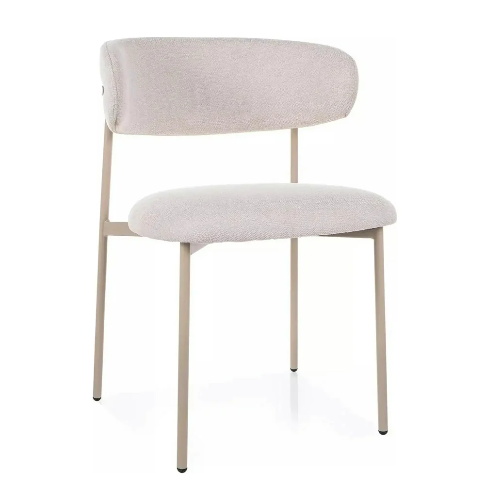 MOBILA - Scaun ELTON D BREGO - 56x46x80 cm, stofa clasica/metal, bej deschis