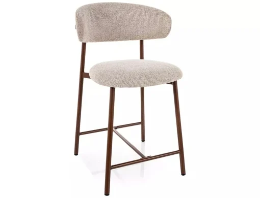 Scaune de bar - Scaun ELTON H2 NOELLE – 43x45x91 cm, bej 30 / nuc, tapițerie textilă / metal