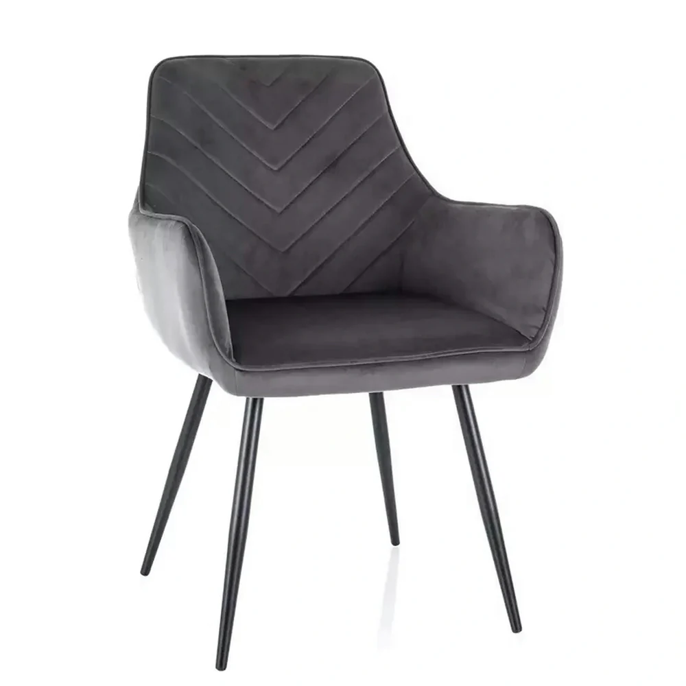 Scaune - Scaun FIG VELVET– 57x47x85 cm, gri/ negru, stofă catifelată / metal
